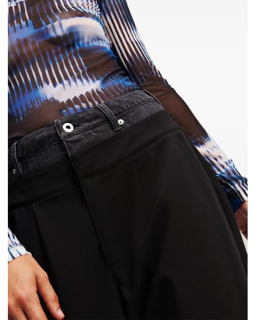 Karl Lagerfeld Black Double-Waist Tailored Trousers