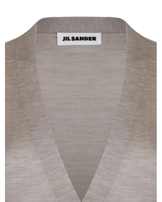 Jil Sander Gray Button-Up Cardigan