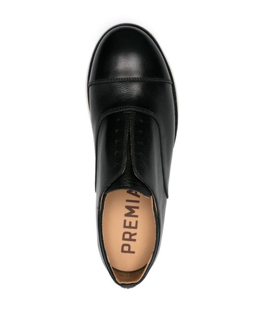 Premiata Black Leather Derby Shoes for men