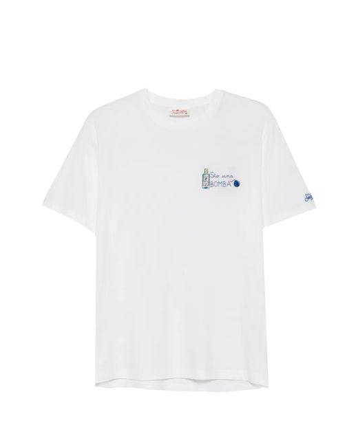 Mc2 Saint Barth White Embroidered-Motif T-Shirt for men