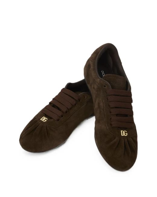 Dolce & Gabbana Brown Logo-Appliqué Sneakers
