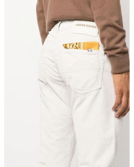 Jacob Cohen White Nick Mid-Rise Corduroy Jeans for men