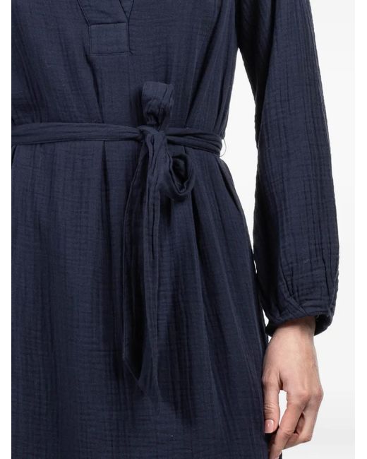 Xirena Blue Josephine V-Neck Tie Midi Dress