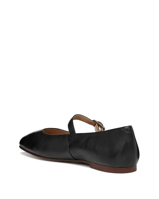 Geox Black Buckle-Strap Ballet Flats