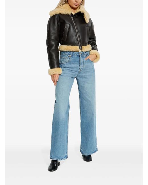 Jacquemus Cropped Leather Jacket in Black | Lyst