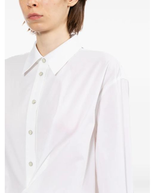 Helmut Lang White Robe-Chemise À Détail Nœud