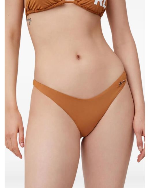 Karl Lagerfeld Natural Logo-Print Bikini Briefs