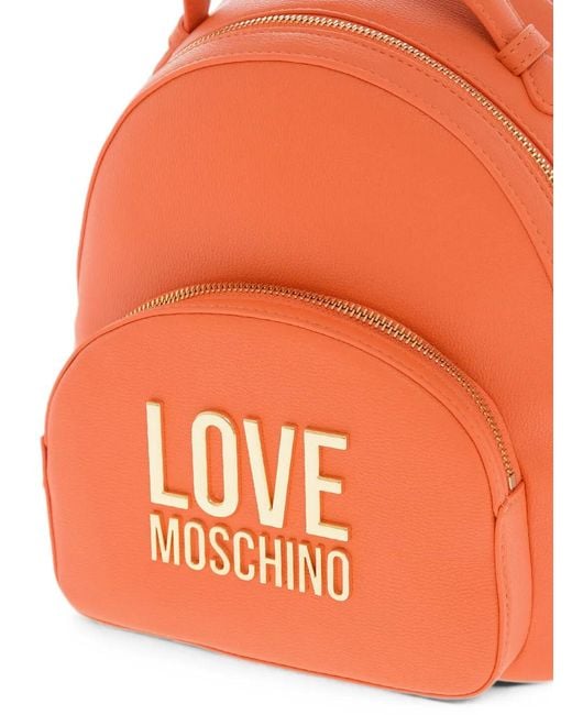 Moschino Orange Logo-Plaque Backpack