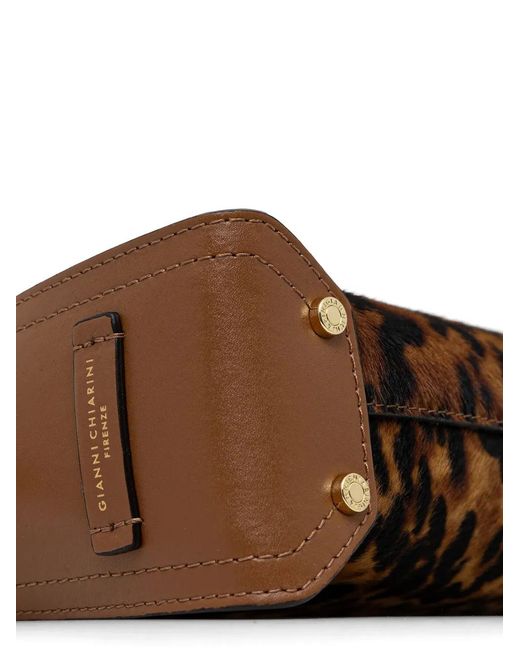 Gianni Chiarini Brown Leopard Print Shoulder Bag