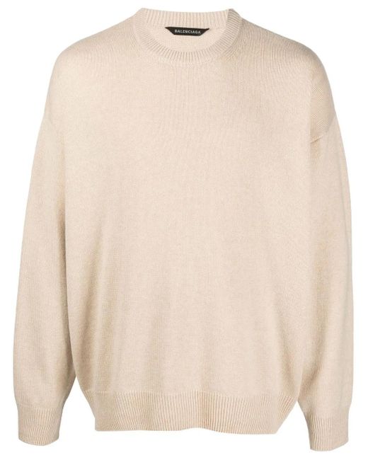 Balenciaga Kaschmirpullover Mit Logo-Stickerei in Natural für Herren