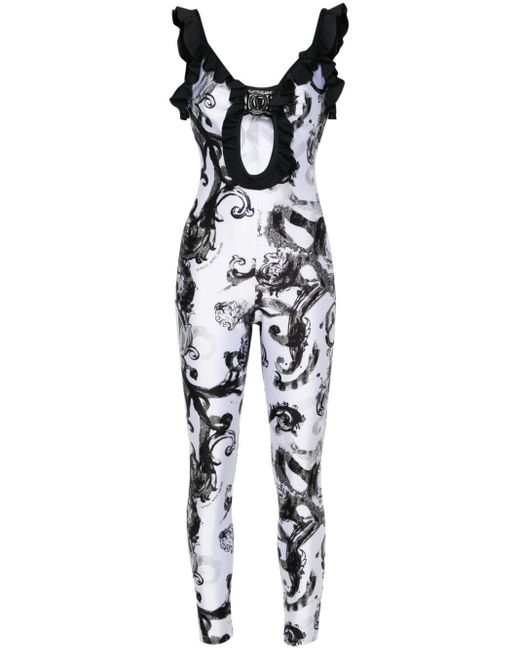 Versace White Baroccoflage-print Jumpsuit