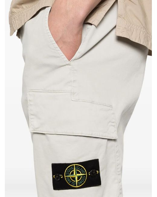 Stone Island White L100018 Organic Cotton Stretch Broken Twill 'Old' Effect Shorts for men