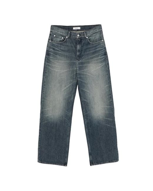 Sandro Blue Faded-Effect Wide-Leg Jeans for men
