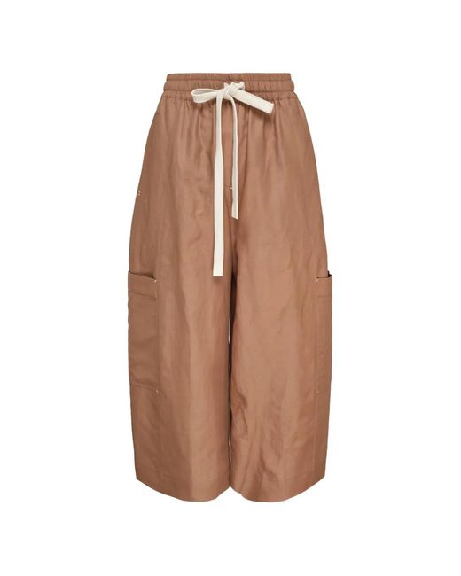 Lee Mathews Brown Rene Drawstring-Waist Trousers