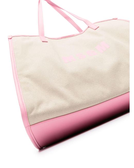 MSGM Pink Mittelgroßer Shopper mit Logo-Print