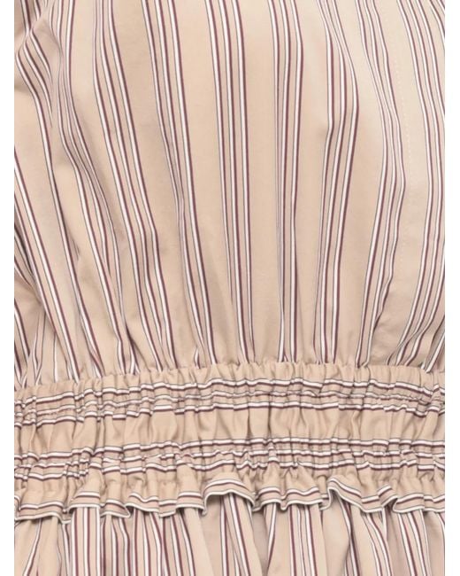 Antonelli Natural Striped Smocked-Waist Midi Dress