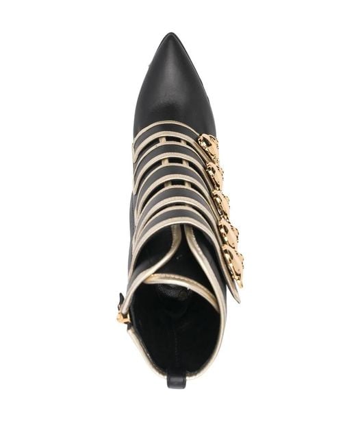 Moschino Black Teddy Bear Button-Detail Leather Boots