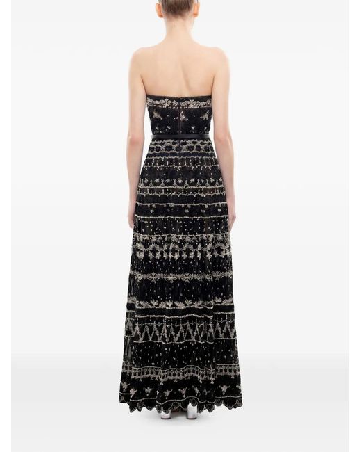 Saiid Kobeisy Black Strapless Beaded-Tulle Maxi Dress