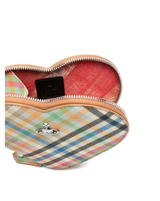Vivienne Westwood White Heart Plaid Shoulder Bag