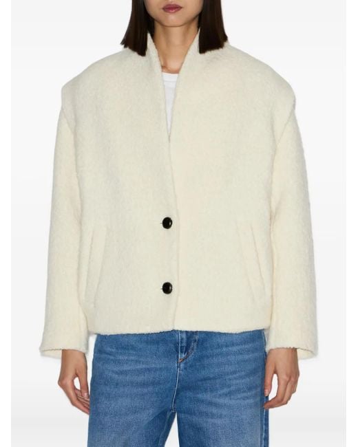 Isabel Marant White Drogo Collarless Buttoned Jacket