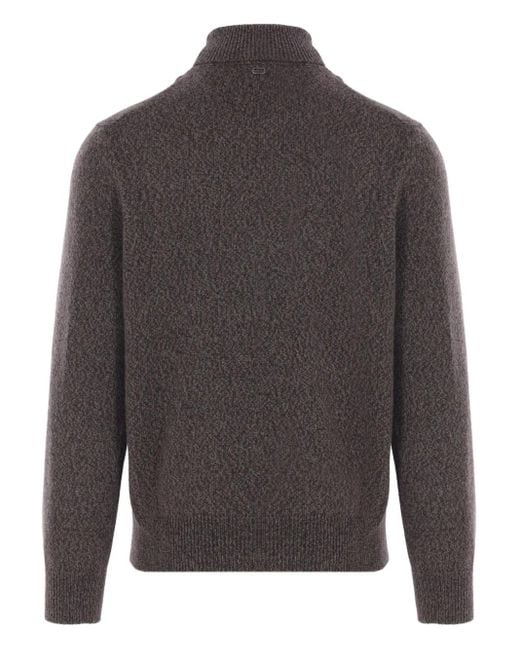Agnona Gray Ribbed High-Neck Cashmere Sweater for men