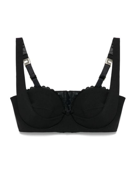 Elisabetta Franchi Black Krepp-Bustier Mit Wellensaum