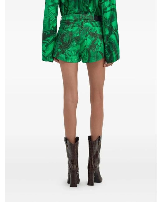 Roberto Cavalli Green Abstract-Print Shorts