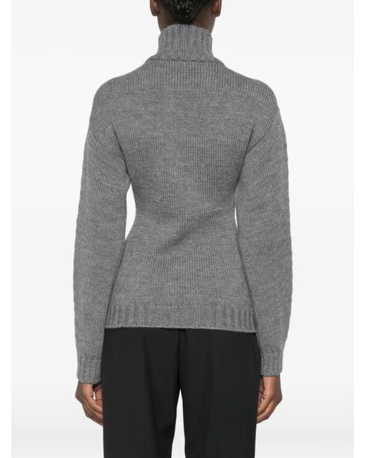 Jil Sander Gray Ribbed-Knit Sweater