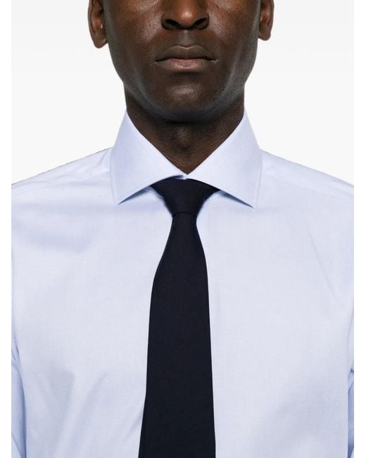 Barba Napoli White Spread-Collar Long-Sleeve Shirt for men