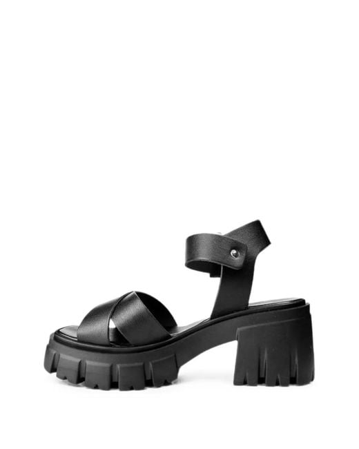 Altercore Black Sophia Crossover-Strap Buckled Sandals