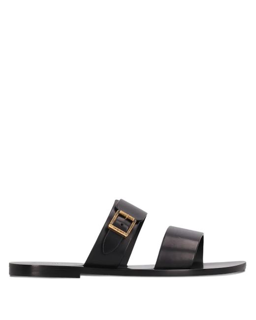 メンズ Saint Laurent Ios バックル レザーサンダル Black