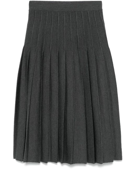 Thom Browne Gray Pleated Pointelle Midi Skirt