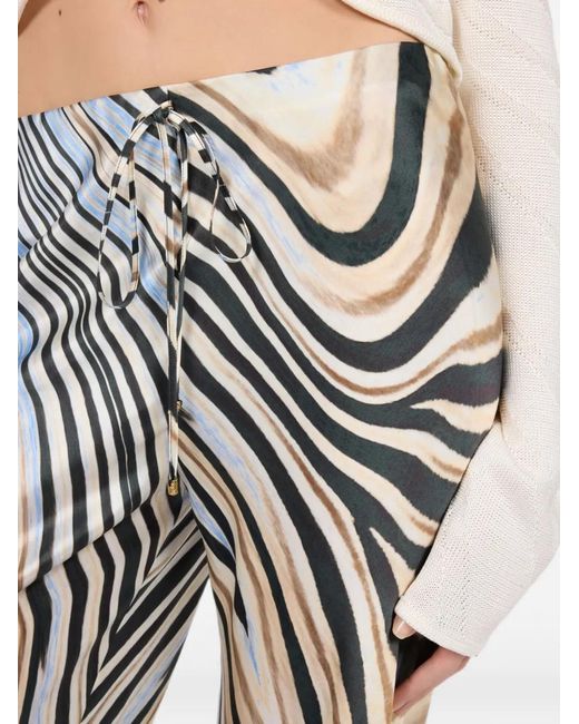 Roberto Cavalli White Zebra-Print Drawstring Trousers