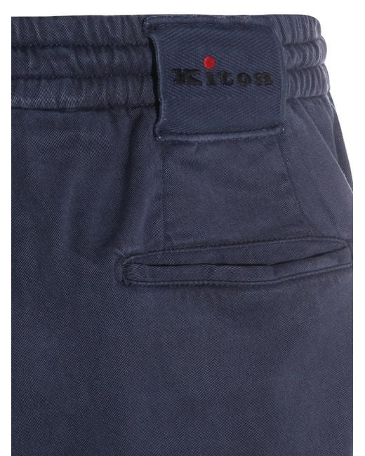 Kiton Blue Pleated Trousers for men