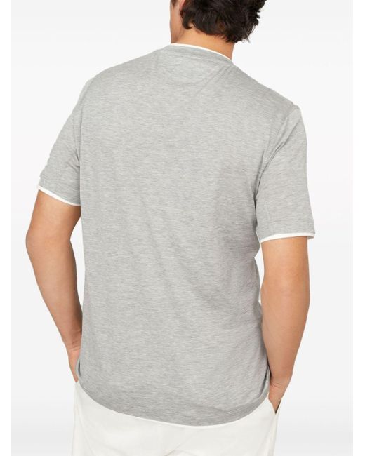 Brunello Cucinelli Gray Layered Crew-Neck T-Shirt for men