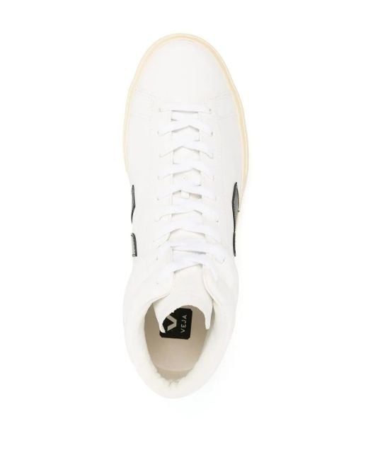 Veja White Logo-Patch High-Top Sneakers