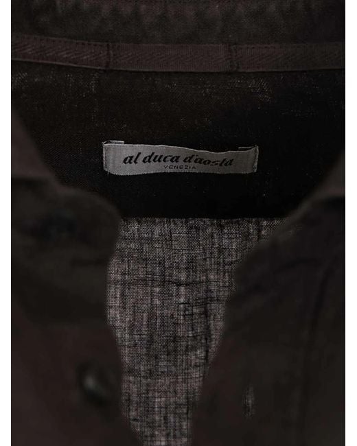 Al Duca D'aosta Black Chemise En Lin for men