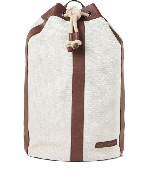 Zaino Impermeabile Con Coulisse di Brunello Cucinelli in White da Uomo