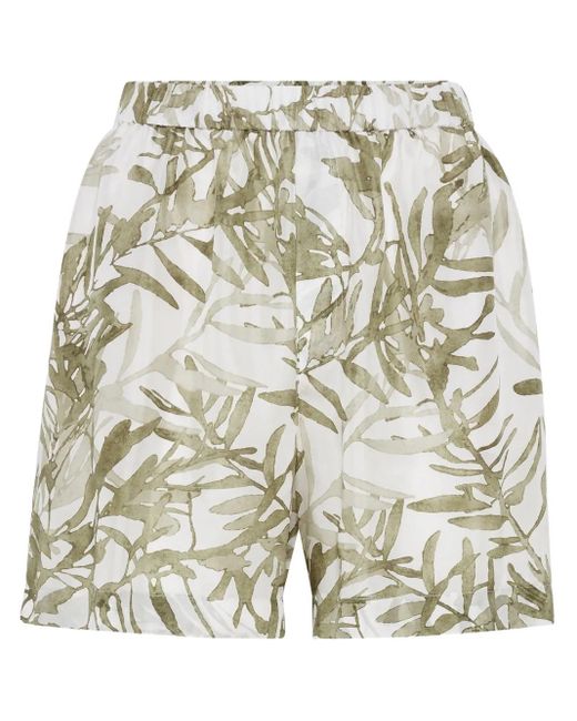 Brunello Cucinelli Gray Herbarium-print Shorts
