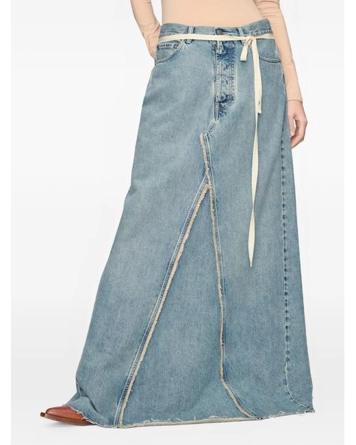 Maison Margiela Blue Jupe En Jean À Coupe Longue