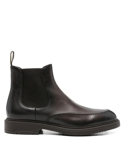 Doucal's Black Elastic-Panel Leather Boots for men