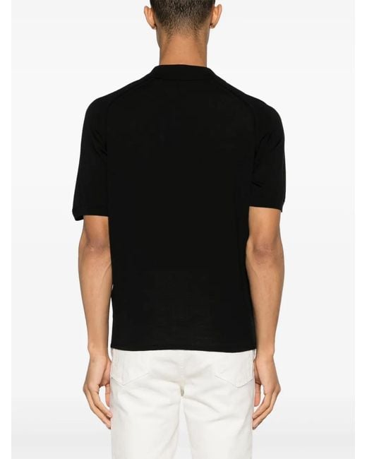 Paul & Shark Black Buttoned Virgin-Wool Polo Shirt for men