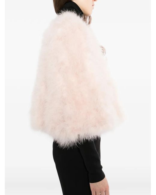 Yves Salomon Pink Feather Cropped Coat