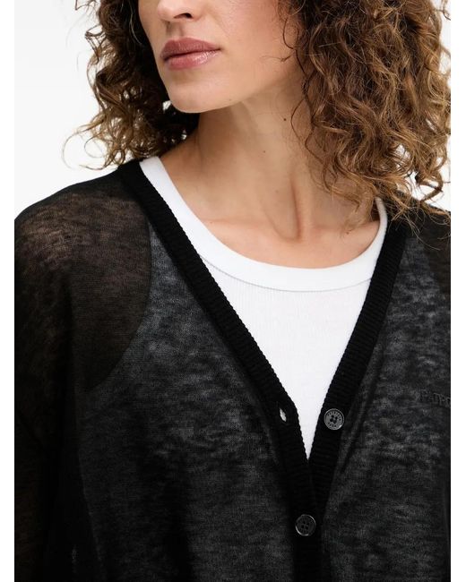 Patrizia Pepe Black Semi-Sheer Cardigan