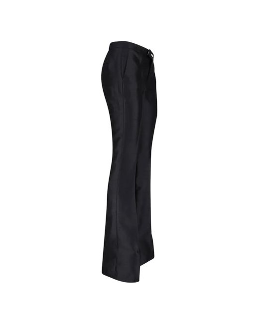 Dondup Black Shantung Pressed-Crease Flared Trousers