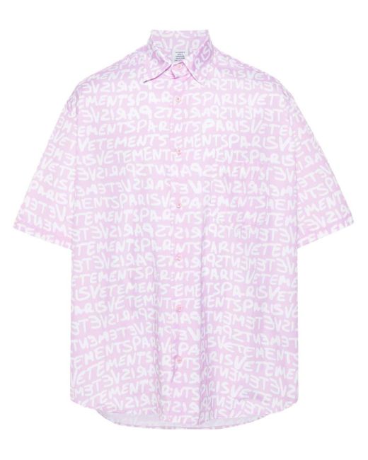 Vetements Pink Hemd mit Logo-Print