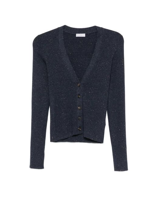 Brunello Cucinelli Blue Wool Cardigan