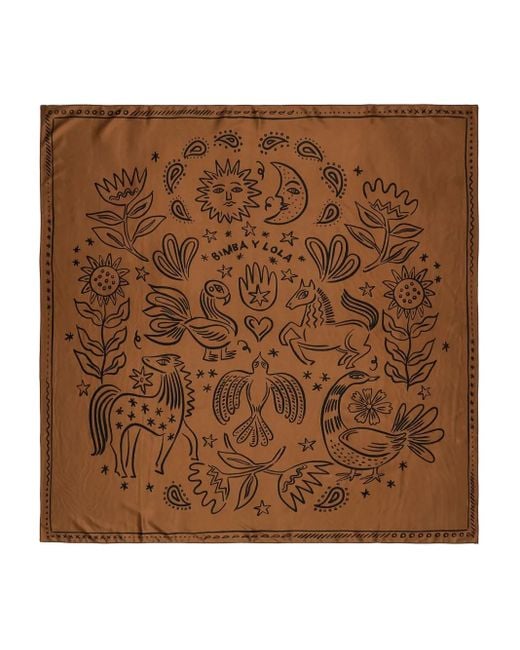 Bimba Y Lola Brown Animal-Print Scarf