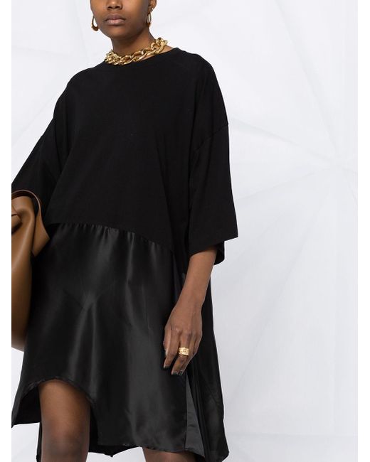 Mm6 By Maison Martin Margiela アシンメトリーヘム Tシャツワンピース ブラック Lyst