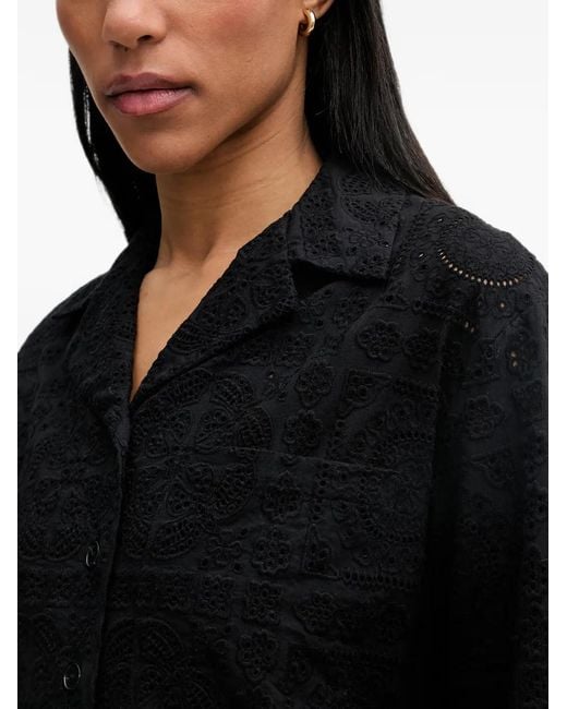 Isabelle Blanche Black Broderie-Anglaise Long-Sleeve Shirt